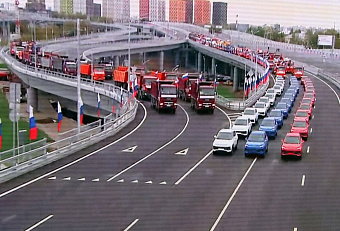 И опять «поехали!»: президент открыл участок трассы М-12 и несколько транспортных объектов столицы